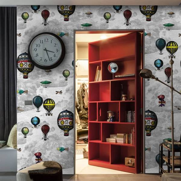 Tapete Luftballons Weiß - Papier - 200 x 250 x 1 cm