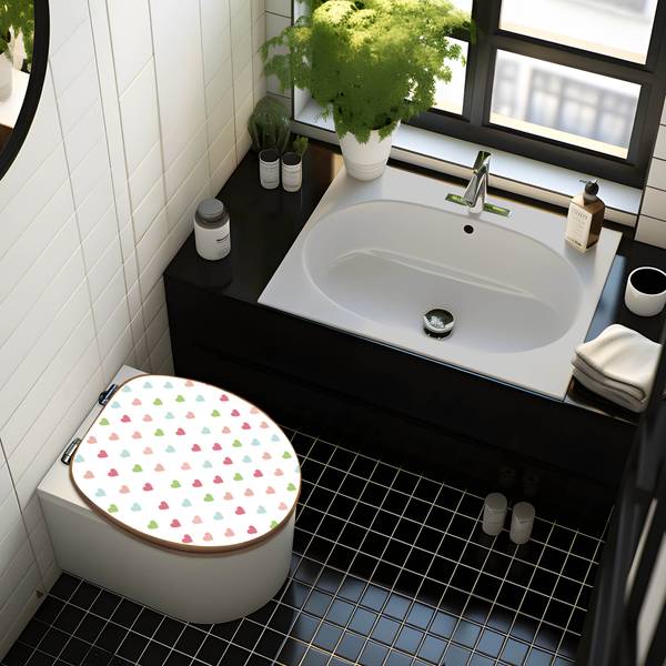 WC-Sitz mit Absenkautomatik Herzen Auf W Bambus - Holzwerkstoff - 38 x 5 x 49 cm