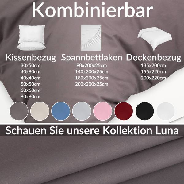 Bettdeckenbezug LUNA Dunkelgrau - 200 x 220 cm