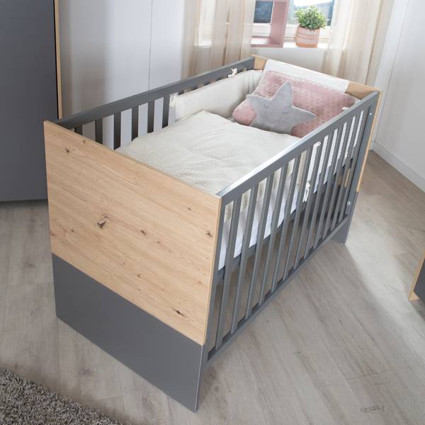 Babyzimmer Set Anna 3-teilig Grau - Eiche