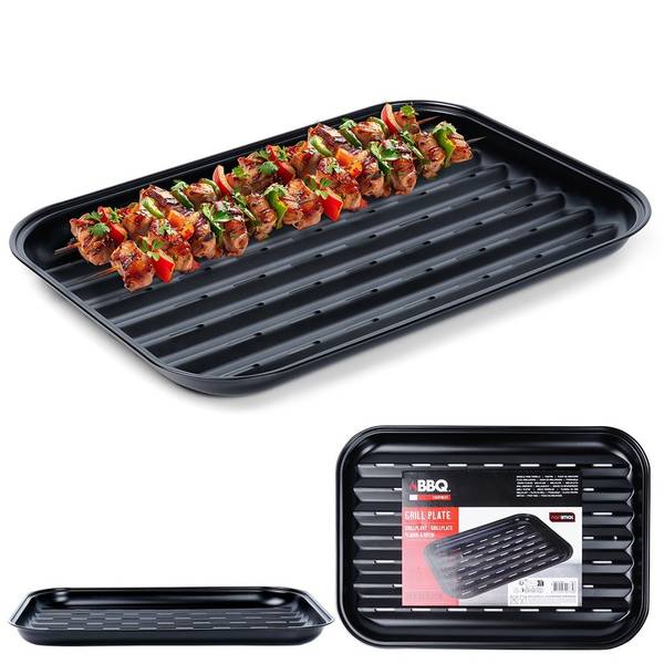 Grillplatte 489317 Schwarz - Metall - 24 x 2 x 35 cm