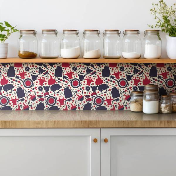 Selbstklebende Fliesen (9 St.) Grill Polyester PVC - 30 x 30 x 1 cm