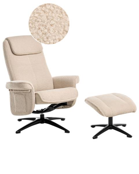 Fauteuil de relaxation GERAS Beige - Noir - Fibres naturelles - 81 x 86 x 89 cm