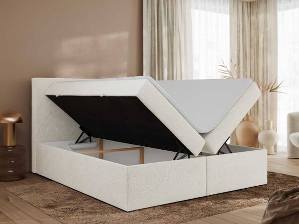 Boxspringbett JAGUAR Weiß - H4 - Liegefläche Breite: 140 cm