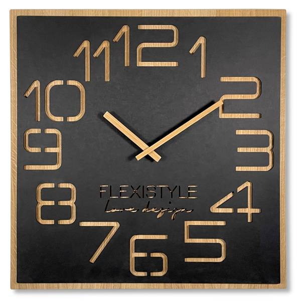 Wanduhr DIGITS Schwarz - 60 x 60 cm
