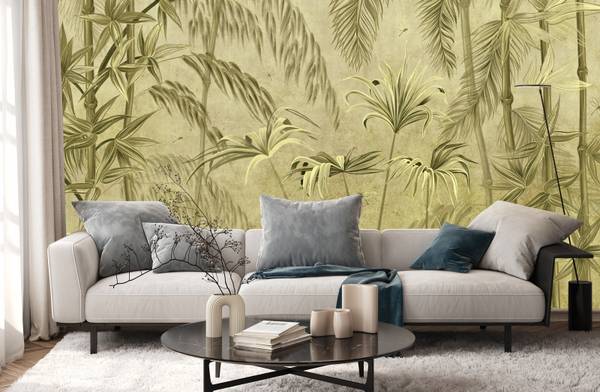 Vlies-Fotobehang PLANTEN Exotisch Beton groen - 360 x 240 x 240 cm