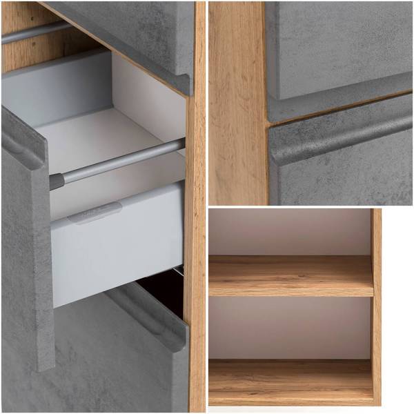 Badmöbel-Set VASTO-03-27 3er-Set Grau - Spiegelglas - 115 x 200 x 35 cm