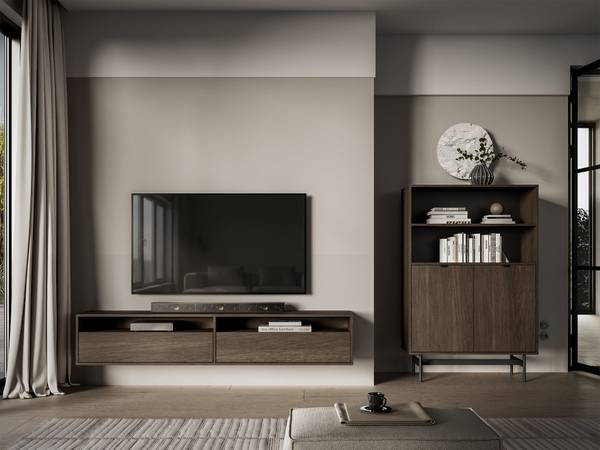 Meuble TV Heggers Marron foncé - Imitation chêne foncé