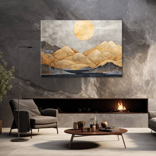 Tableau déco montagnes paysage 100 x 70 cm