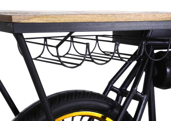 Bartisch CRUISER SLOW RIDE Schwarz - Gold - Metall - Holz teilmassiv - 44 x 83 x 187 cm