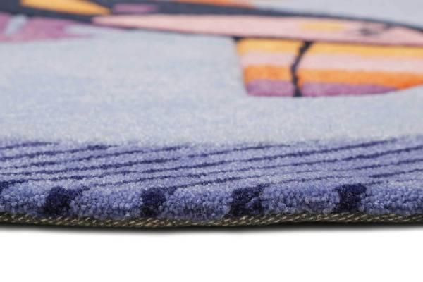 Kinderteppich E-Toucan Blau - Polyester - 100 x 2 x 100 cm