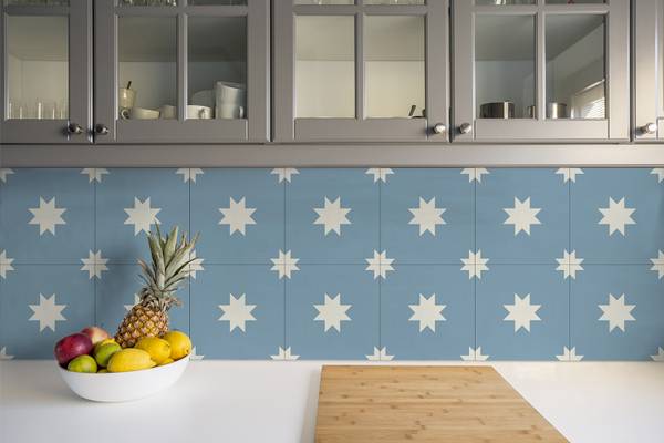 Zelfklevende Tegels Septem set van 9 blauw - polyester-PVC - 30 x 30 x 0 cm