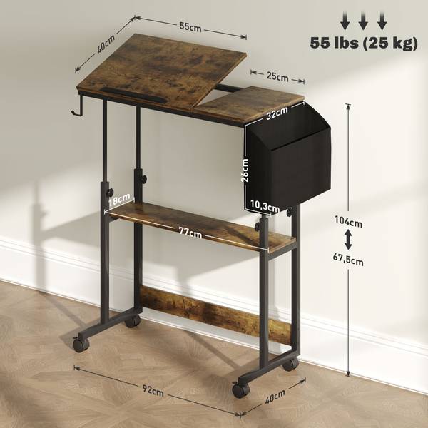 Schreibtisch 838-507V00RB Braun - Holzwerkstoff - 40 x 104 x 92 cm