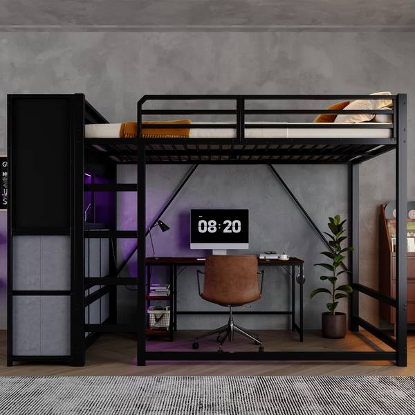 Hochbett JINSSHEFHE Ⅰ Schwarz - Eisen - 128 x 170 x 243 cm