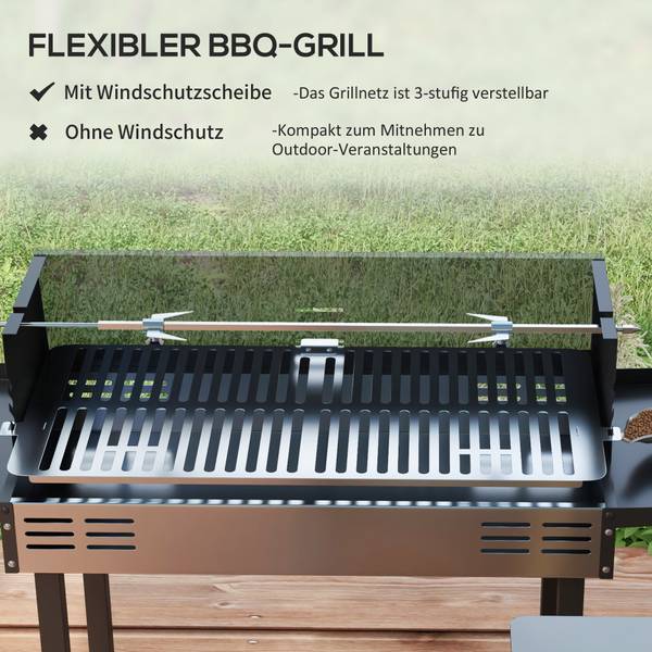 Holzkohlegrill 846-075V00BK Schwarz - Metall - 32 x 90 x 118 cm