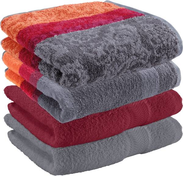 Handtuch-Set 4er-Pack 163416 Bordeaux - Grau - Orange