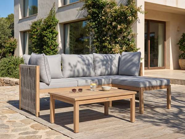 Set de jardin ARABBA Marron - Gris - Bambou - 111 x 82 x 111 cm