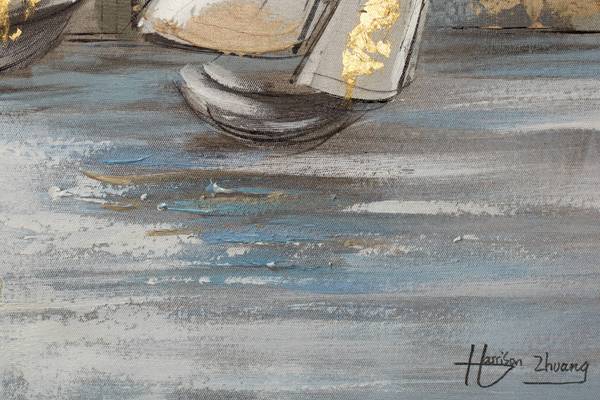 Peinture acrylique Skyline Miro Set Gris - Jaune - Coton - 140 x 70 x 4 cm