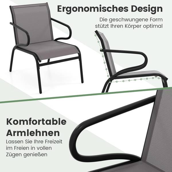 Terrassenstühle ZB34860SD-4DE(2er-Set) Grau - Textil - 54 x 78 x 73 cm