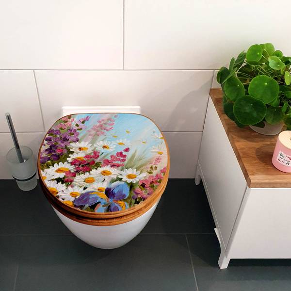 WC-Sitz mit Absenkautomatik Sommerstraus Bambus - Holzwerkstoff - 38 x 5 x 49 cm