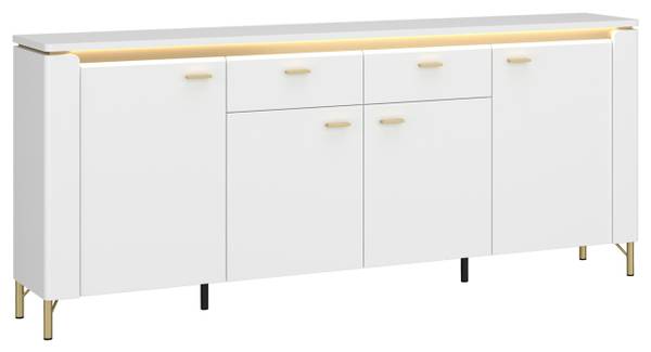 Sideboard LAZIO Gold - Weiß - Holzwerkstoff - 201 x 88 x 40 cm