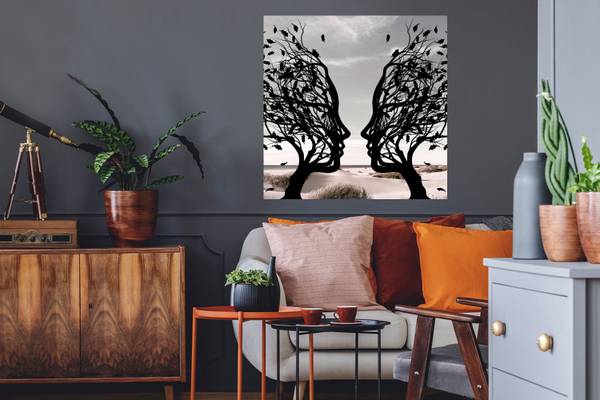 WANDTATTOO Strand Baum Grau - Polypropylen - 50 x 50 x 1 cm