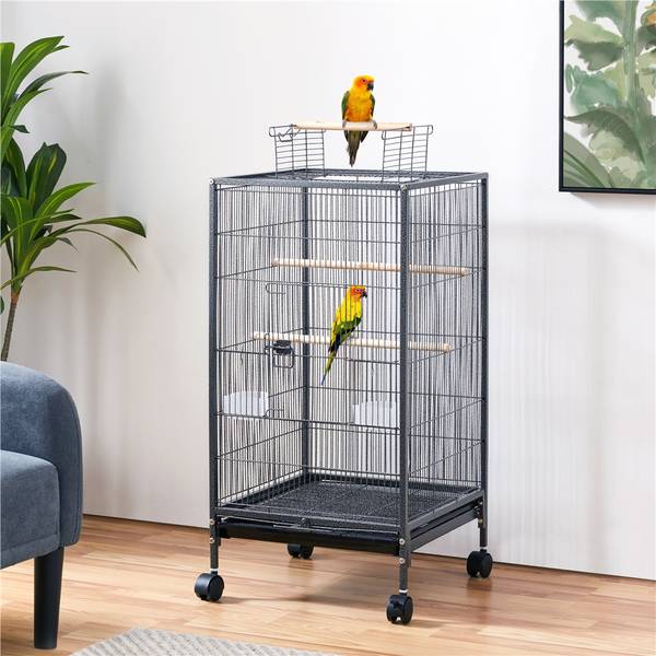 Vogelkäfig ARE73 Schwarz - Metall - 46 x 101 x 46 cm
