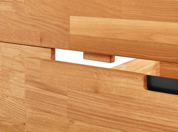Massivholzbett Ema mit Bettkasten Braun - Wildeiche - 90 x 48 x 200 cm