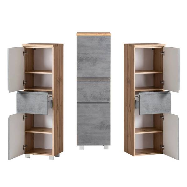 Badmöbel-Set VASTO-03-27 3er-Set Grau - Spiegelglas - 115 x 200 x 35 cm