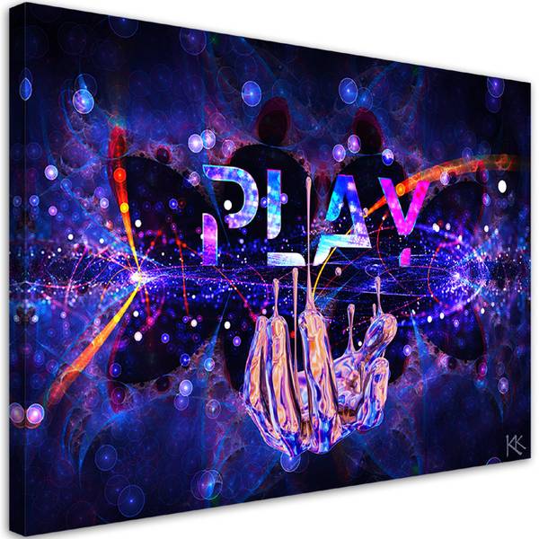 Wandbild play neon mit aufschrift 60 x 40 cm