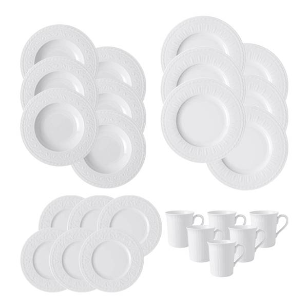 Geschirr-Set Cellini 24-teilig Weiß - Pinie - 2 x 2 x 2 cm