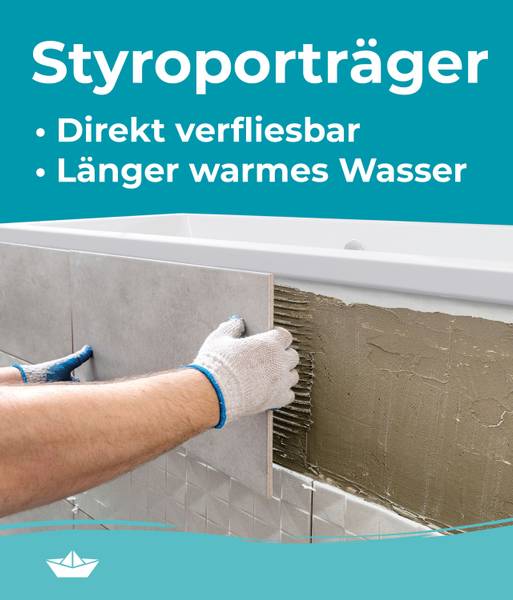 Badewanne ModernSquare2 3-teilig Träger Weiß - Kunststoff - 90 x 51 x 190 cm