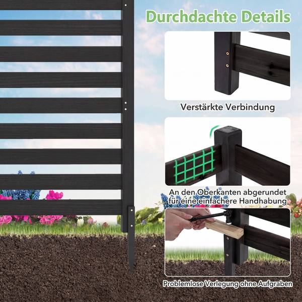 Gartenzaun ZB35496 2-tlg. Schwarz