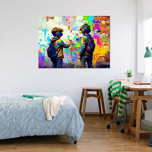Canvas schilderij Mensen 60 x 40 cm