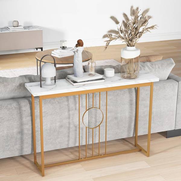 Beistelltisch mit Metallgestell Gold - Holzwerkstoff - 30 x 81 x 120 cm