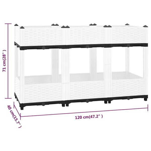 Hochbeet 3006706-2 Weiß - Tiefe: 120 cm