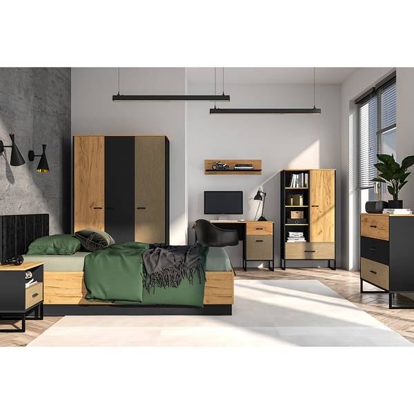 Bettgestell CASPER-131-9 Schwarz - Holzwerkstoff - 126 x 90 x 208 cm