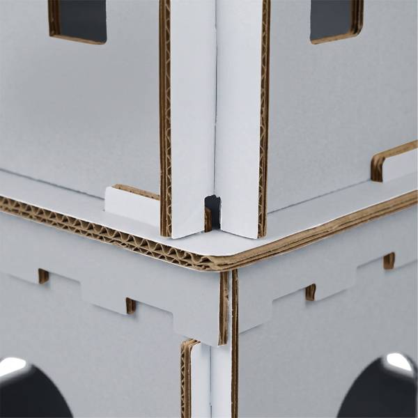 Katzenburg XL aus Pappe Weiß