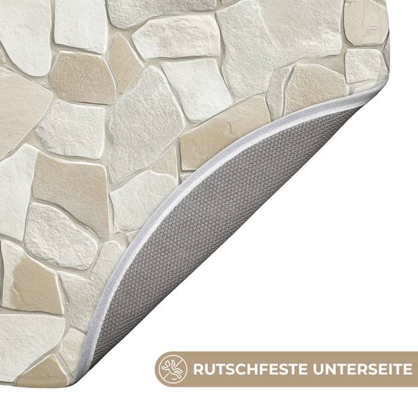 BADEZIMMERTEPPICH Steine Beige - Microfaser - 70 x 70 x 1 cm