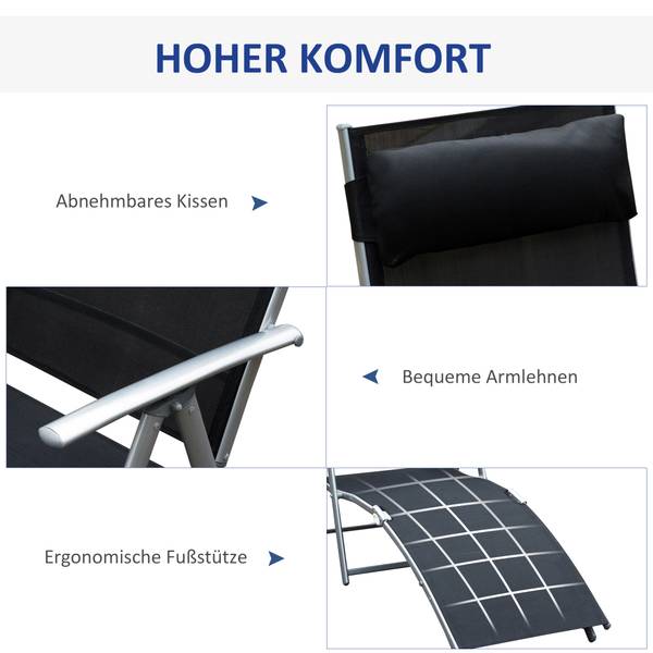 Sonnenliege BB3616 Schwarz - Metall - 22 x 83 x 64 cm