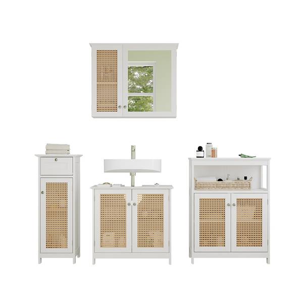 Badmöbel-Set Rosario 40456 4er Set Weiß - Holzwerkstoff - 60 x 58 x 35 cm