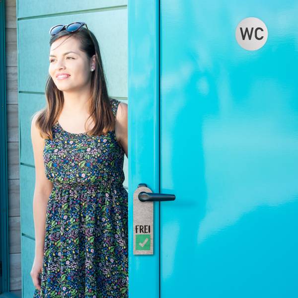 Zelfklevend wc bordje set van 4 zwart - zilver - aluminium - 10 x 10 x 1 cm