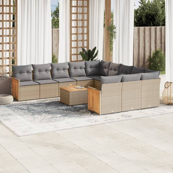 Garten-Lounge-Set 3036099-2 (12-teilig) Beige - Grau - Hellgrau
