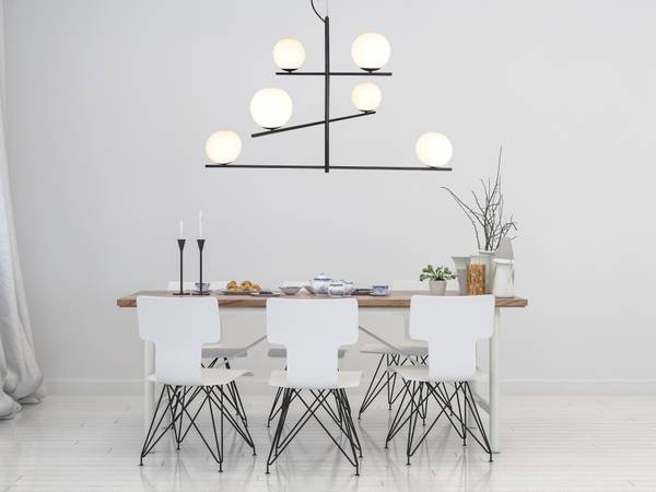 LED Pendelleuchte 3 flammig Glas Schwarz Schwarz - Weiß