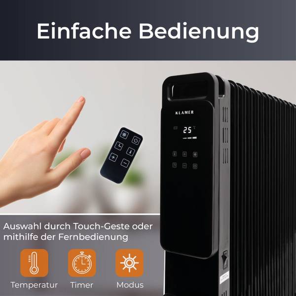 Ölradiator 2500 Schwarz - Metall - 25 x 63 x 52 cm