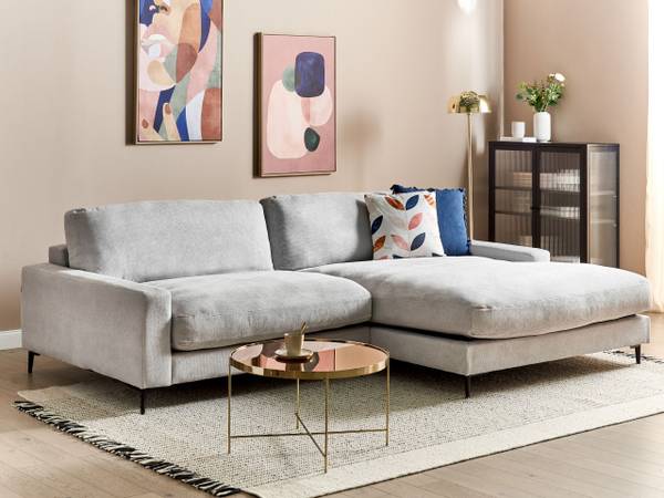 Ecksofa MALOY Schwarz - Grau - Hellgrau - Ecke davorstehend links