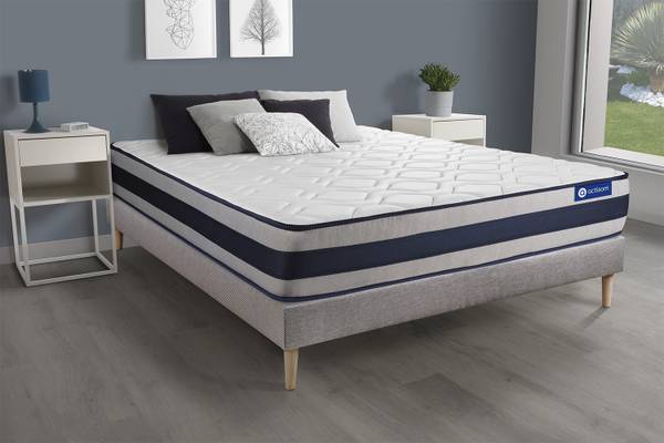 Bettgestell und Matratze Actiflex ergo Grau - Massivholz - 160 x 53 x 195 cm