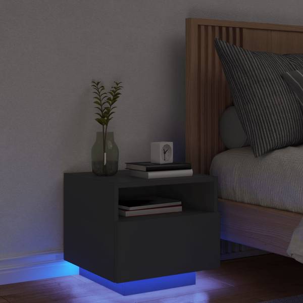 Nachttisch mit LED DE718 Schwarz