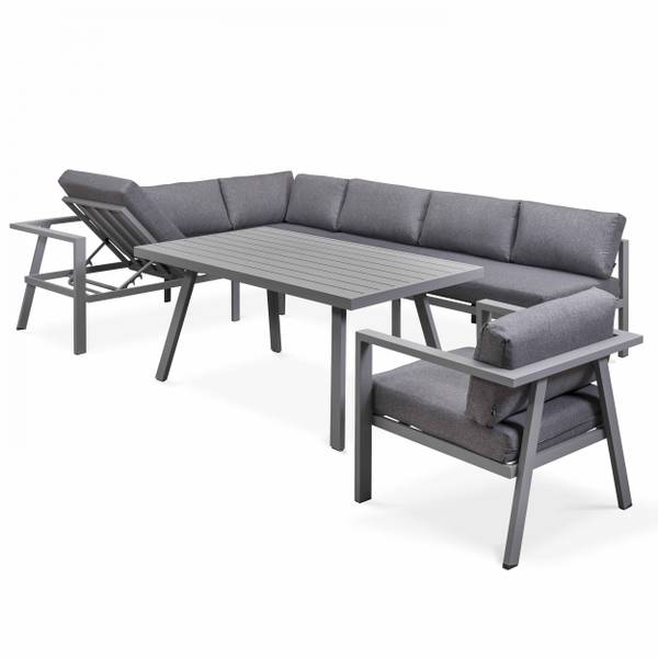 Gartenmöbel 8-Sitzer Saint Tropez Grau - Metall - 75 x 64 x 212 cm