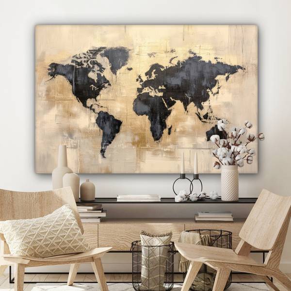 LEINWANDBILD Weltkarte Kupfer - 120 x 80 cm
